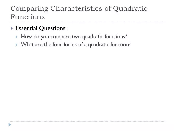 comparing characteristics of quadratic functions