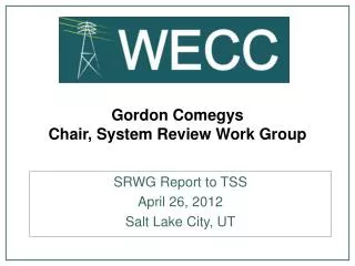 Gordon Comegys Chair, System Review Work Group