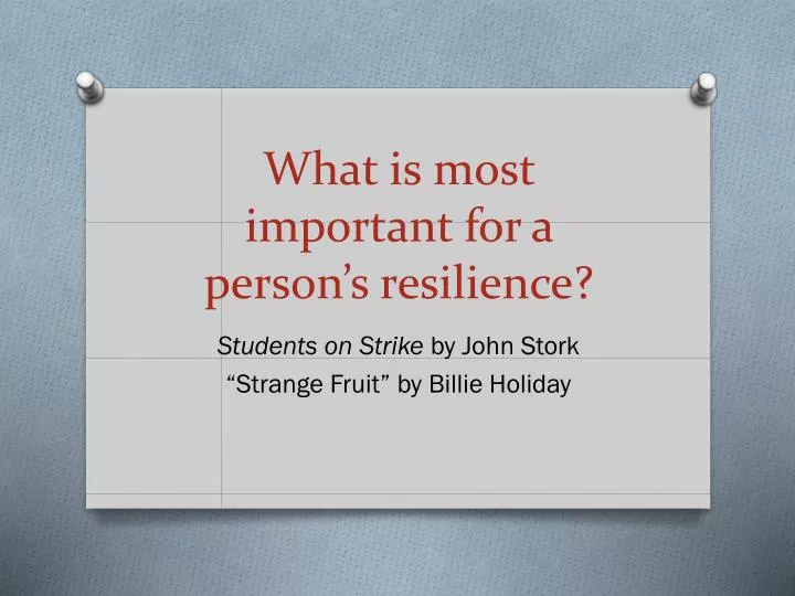 what is most important for a person s resilience