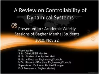 A Review on Controllability of Dynamical Systems
