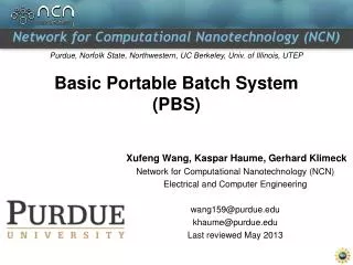 Basic Portable Batch System (PBS)