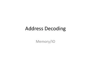 Address Decoding