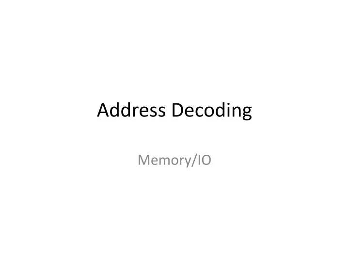 address decoding