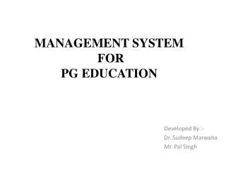 Management System For PG Education