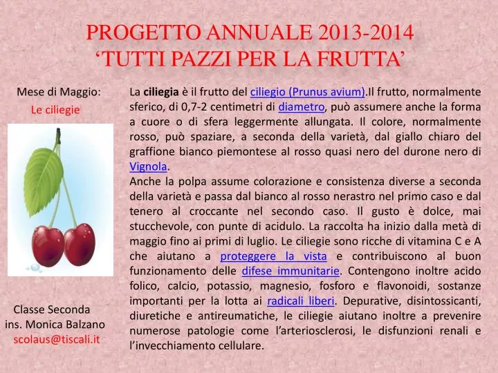 progetto annuale 2013 2014 tutti pazzi per la frutta