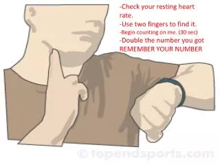 -Check your resting heart rate. -Use two fingers to find it. -Begin counting on me. (30 sec)