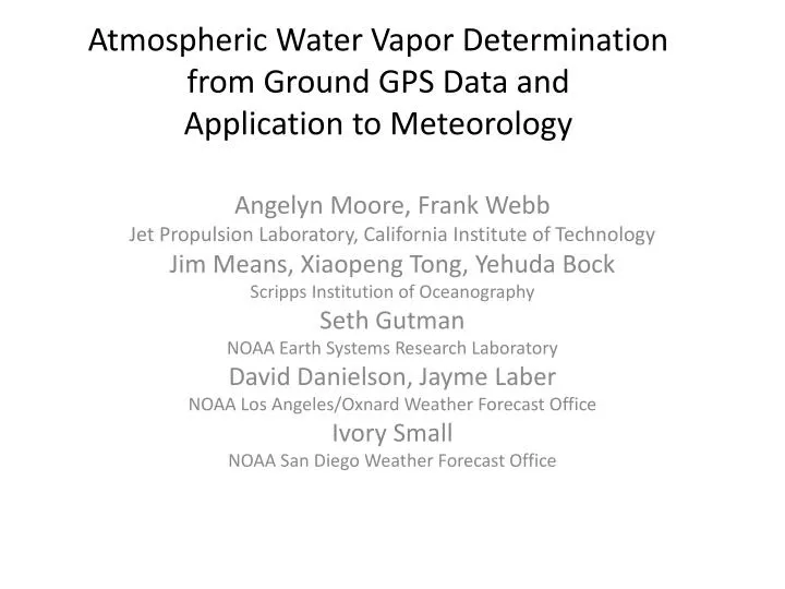 atmospheric water vapor determination from ground gps data and application to meteorology