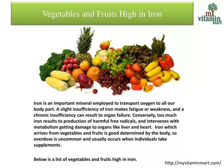 vegetables and fruits high in iron