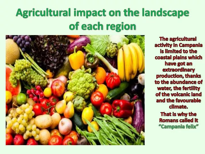 agricultural impact on the landscape of each region