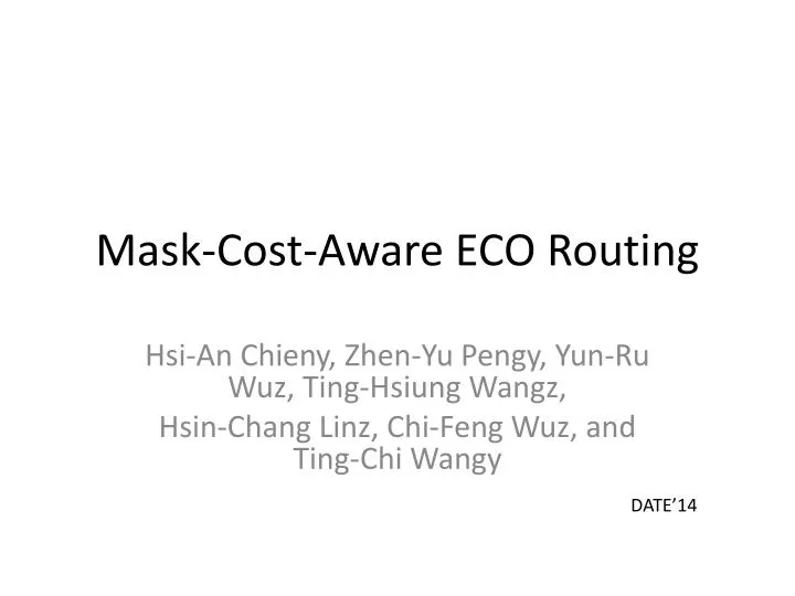 mask cost aware eco routing