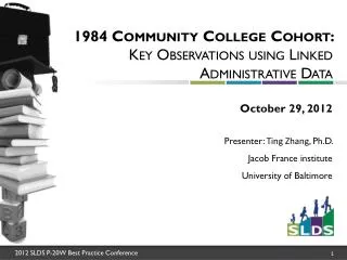 1984 Community College Cohort: Key Observations using Linked Administrative Data