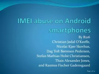 IMEI abuse on Android smartphones