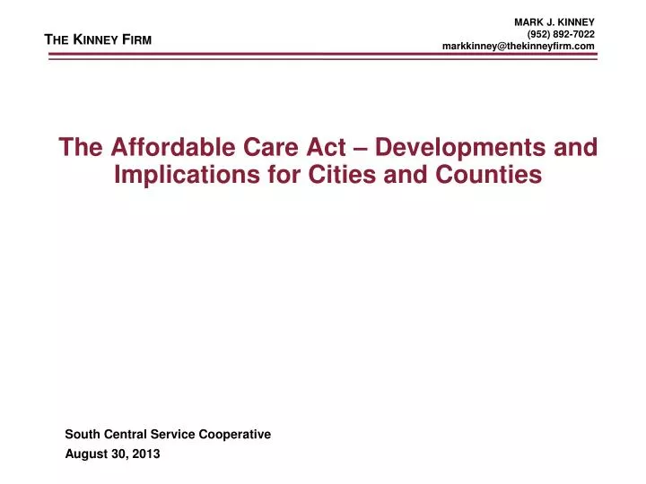 the affordable care act developments and implications for cities and counties