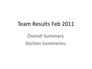 Team Results Feb 2011