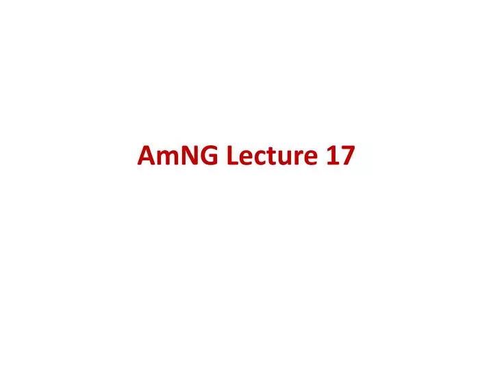 amng lecture 17
