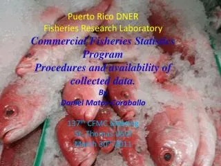 Puerto Rico DNER Fisheries Research Laboratory Commercial Fisheries Statistics Program