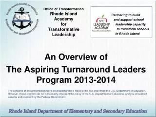 Office of Transformation Rhode Island Academy for Transformative Leadership