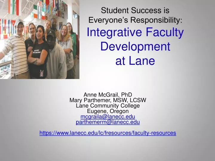 student success is everyone s responsibility integrative faculty development at lane