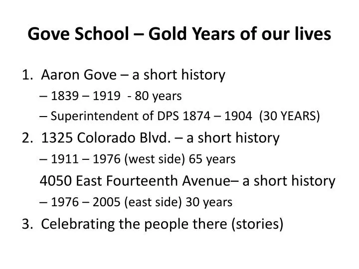 gove school gold years of our lives