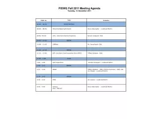 FISWG Fall 2011 Meeting Agenda Tuesday, 13 December 2011
