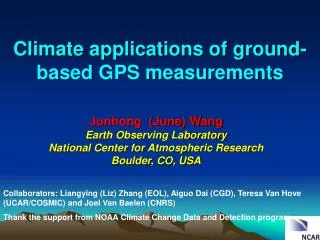 Climate applications of ground-based GPS measurements