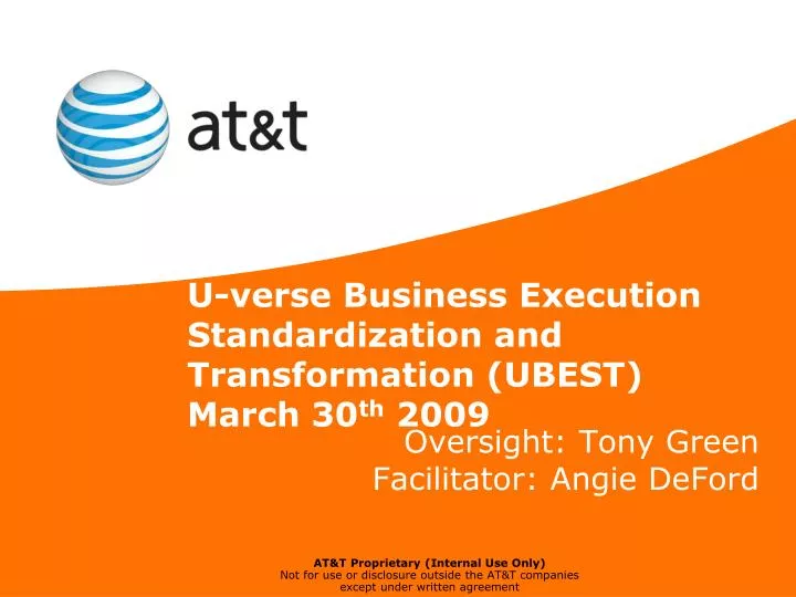u verse business execution standardization and transformation ubest march 30 th 2009