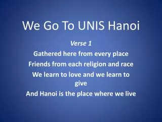 We Go To UNIS Hanoi