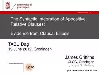 The Syntactic Integration of Appositive Relative Clauses: Evidence from Clausal Ellipsis