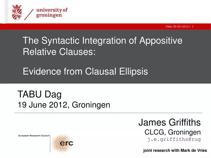 the syntactic integration of appositive relative clauses evidence from clausal ellipsis