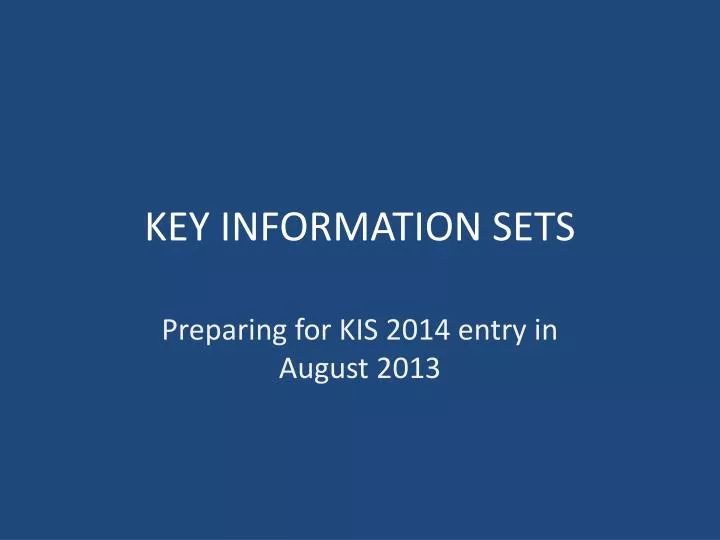 key information sets