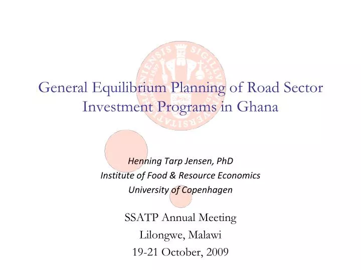 general equilibrium planning of road sector investment programs in ghana