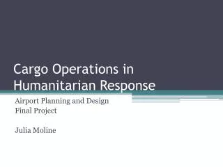 Cargo Operations in Humanitarian Response