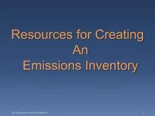 Resources for Creating An Emissions Inventory