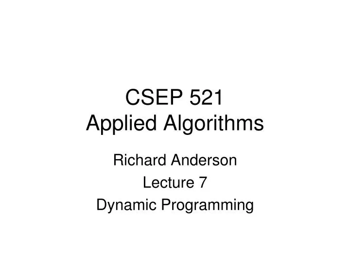 csep 521 applied algorithms