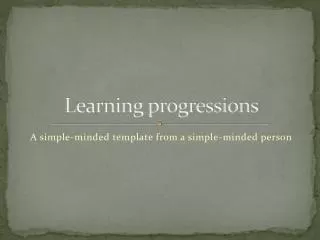 Learning progressions