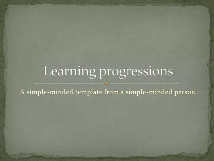 learning progressions