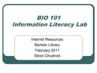 BIO 101 Information Literacy Lab