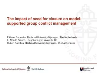 The impact of need for closure on model-supported group conflict management