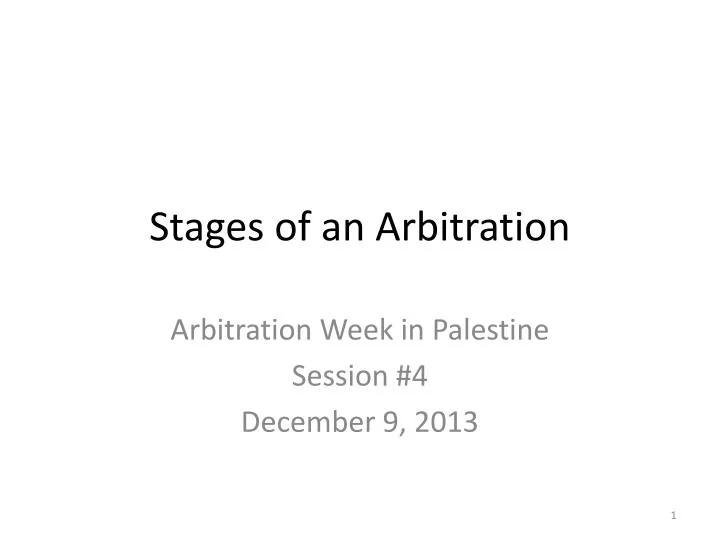 stages of an arbitration