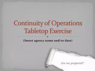 Continuity of Operations Tabletop Exercise