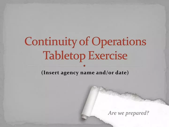 continuity of operations tabletop exercise
