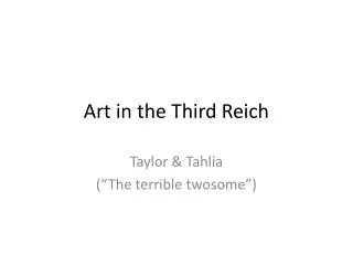 Art in the Third Reich