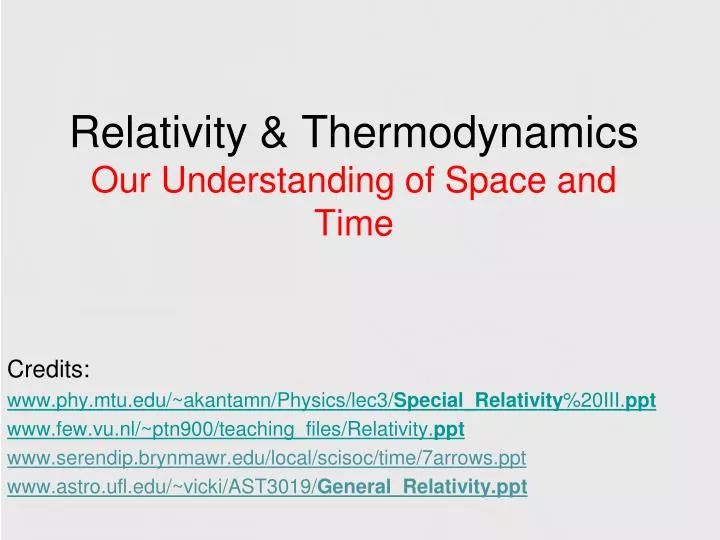 relativity thermodynamics our understanding of space and time