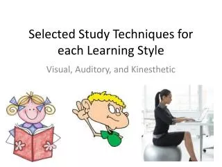 Selected Study Techniques for each Learning Style