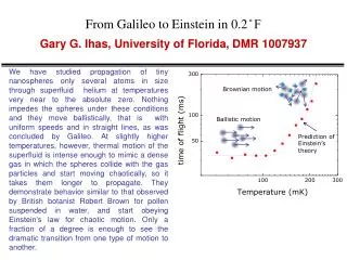 From Galileo to Einstein in 0.2 ? F Gary G. Ihas , University of Florida, DMR 1007937