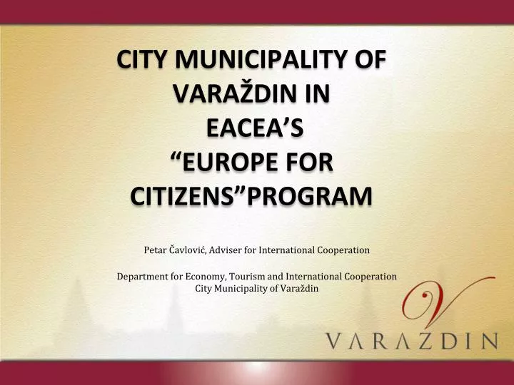 city municipality of vara din in eacea s europe for citizens program