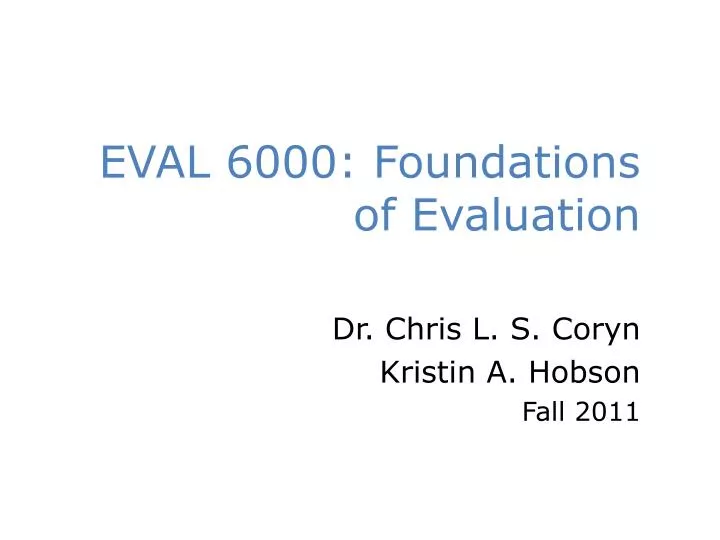 eval 6000 foundations of evaluation