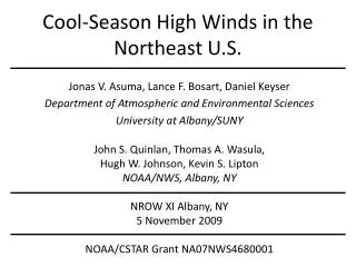 Cool-Season High Winds in the Northeast U.S.