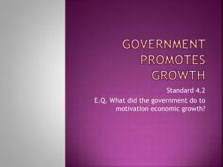 Government promotes Growth