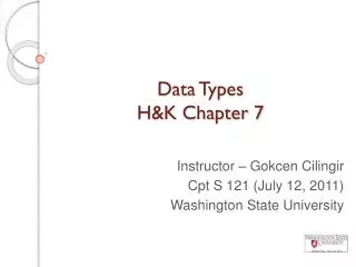 Data Types H&amp;K Chapter 7